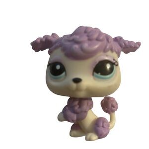 Littlest Pet Shop Authentic # 1862 White Purple Paw Up Poodle Teal Eyes